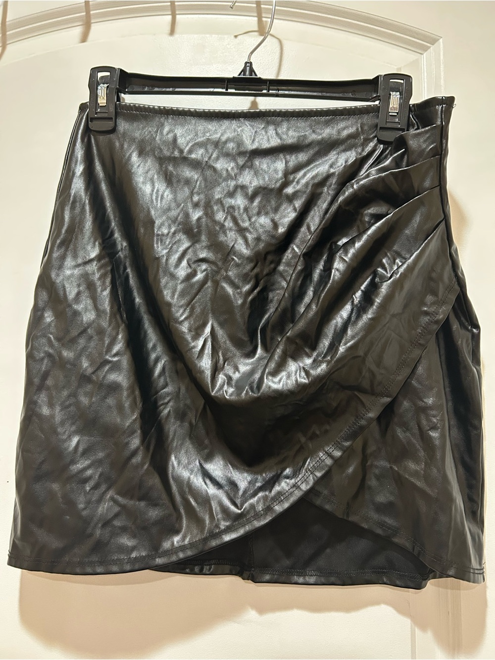 Windsor Black Faux Leather Mini Wrap Skirt